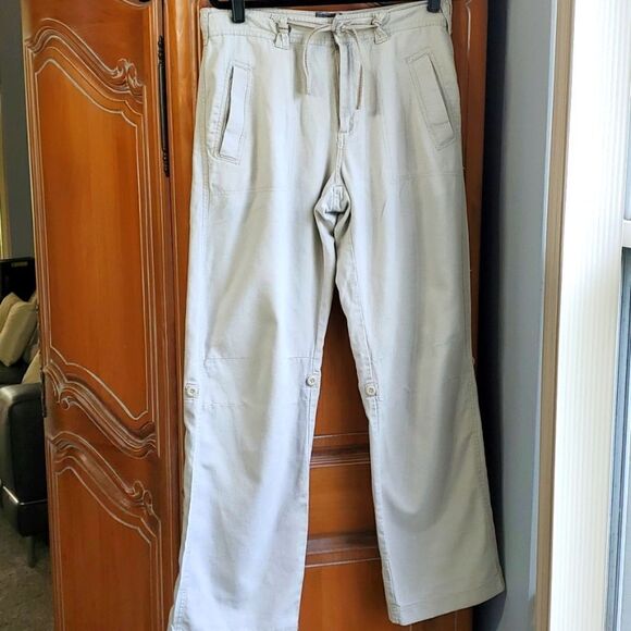 POINT ZERO WOMEN'S PANTS. Linen/cotton blend.  4 pockets 32..tab up pants - Picture 1 of 12